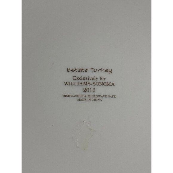 Williams Sonoma Estate Turkey Dinner Plate – 2012 – 11” Diameter Plate - Picture 3 of 3